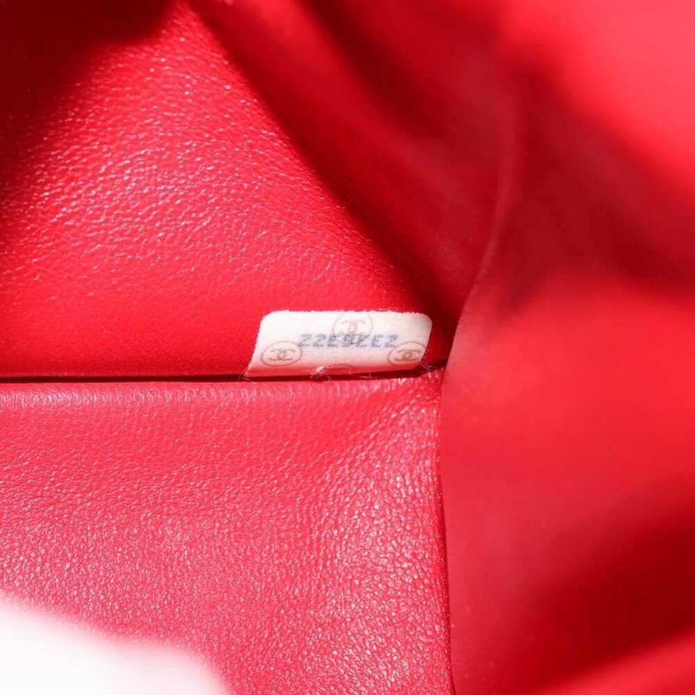 CHANEL Matelasse 25 Double Flap Chain Shoulder Bag Satin Red Gold CC Auth 145843 - Picture 10 of 16
